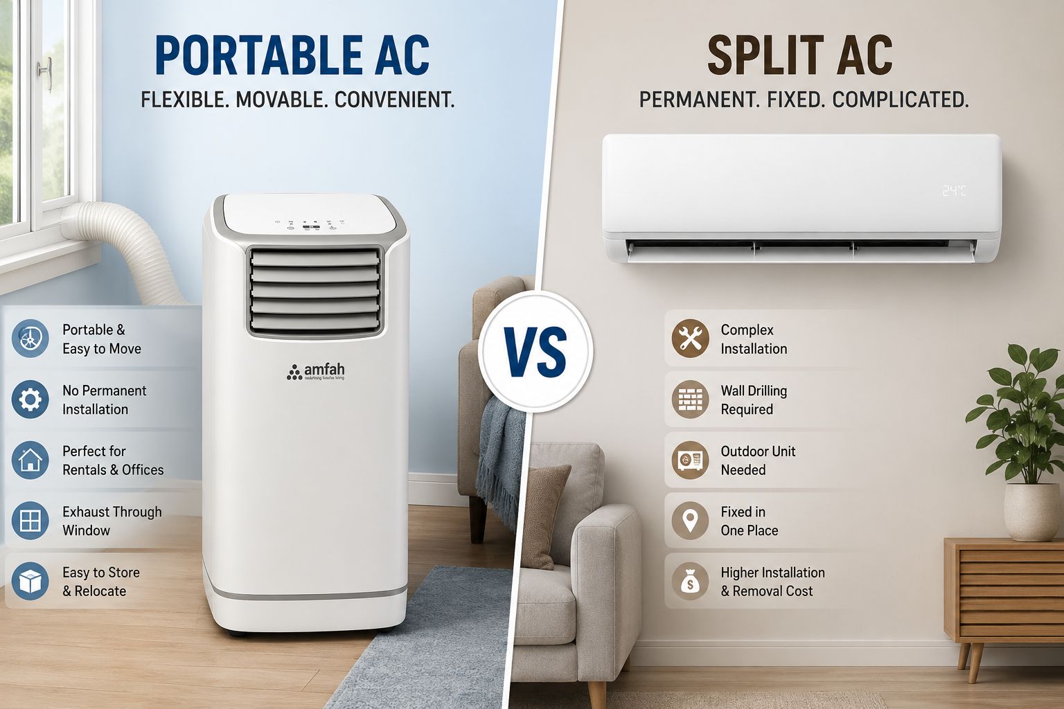 Why Portable AC Is a Better Option Than a Split AC